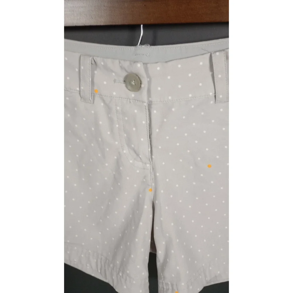 Nike Golf Womens Gray Polka Dot Dri-Fit Shorts Tangerine Swoosh Size 2